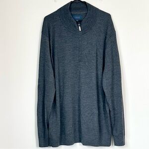 Fairlane Men's Charcoal Gray Merino Wool Quarter Zip-Up Sweater - Size: XXL